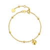 14k Children's Yellow Gold Plated Heart Charm Station Bead Bracelet w/ Adjustable Extension Chain