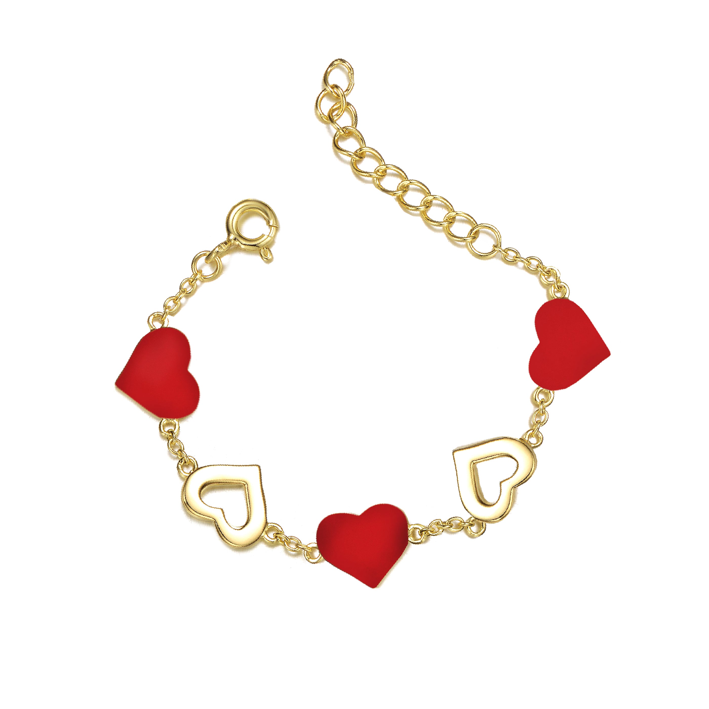 14k Yellow Gold Plated Forever Heart Toddler Bracelet, Adjustable in Length, 1-6yrs