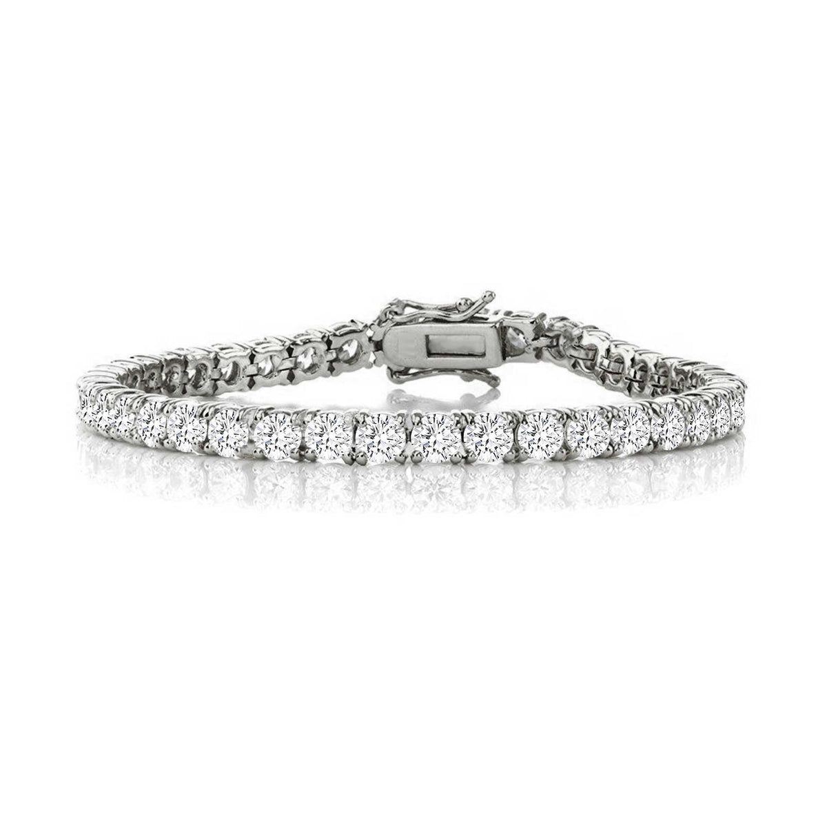 Gold Cubic Zirconia Crystal Tennis Bracelet - Snap Closure, Bridal Gift