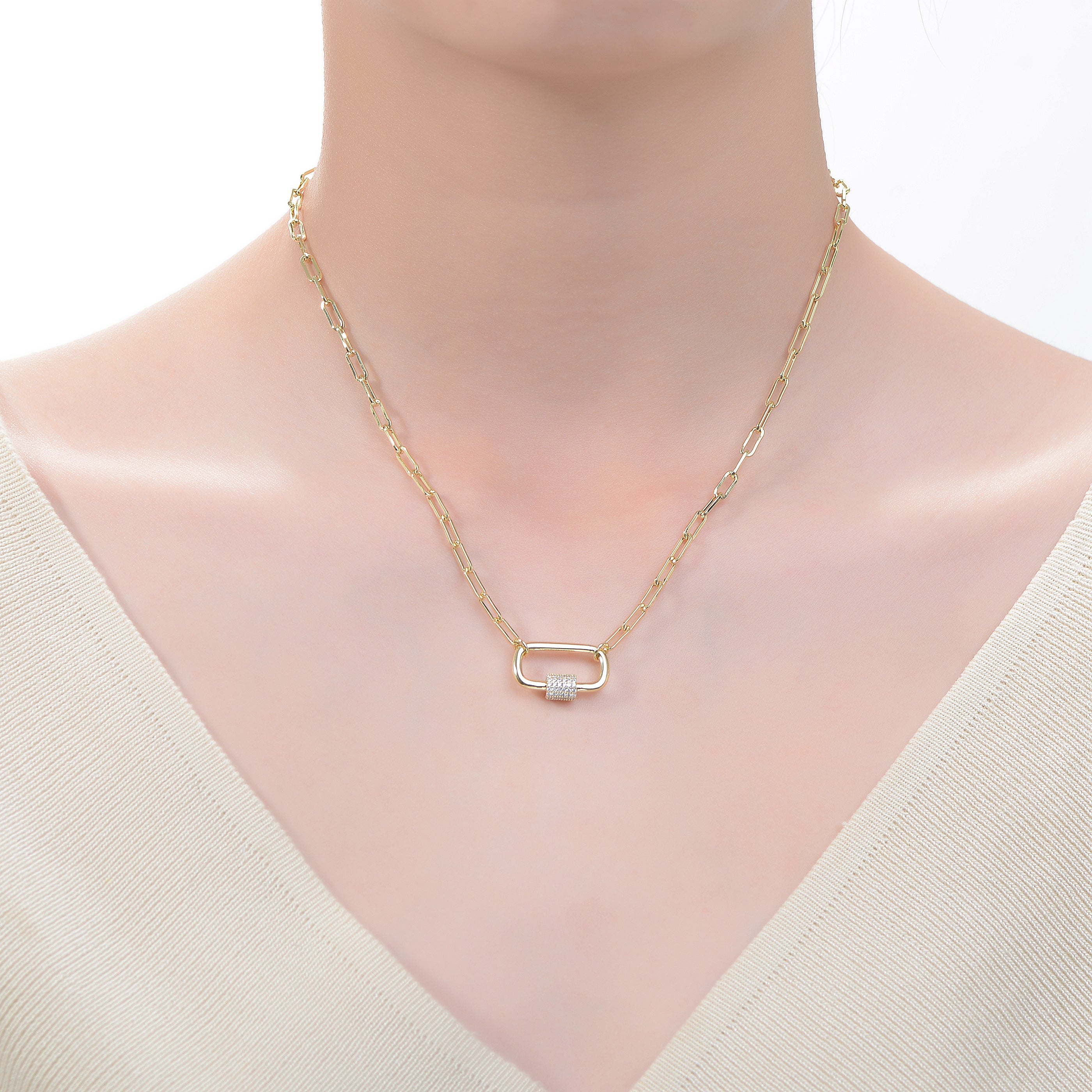 14K Gold Plated Cubic Zirconia Chain Necklace