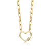 14K Gold Plated Cubic Zirconia Heart Charm Necklace for Kids/Teens