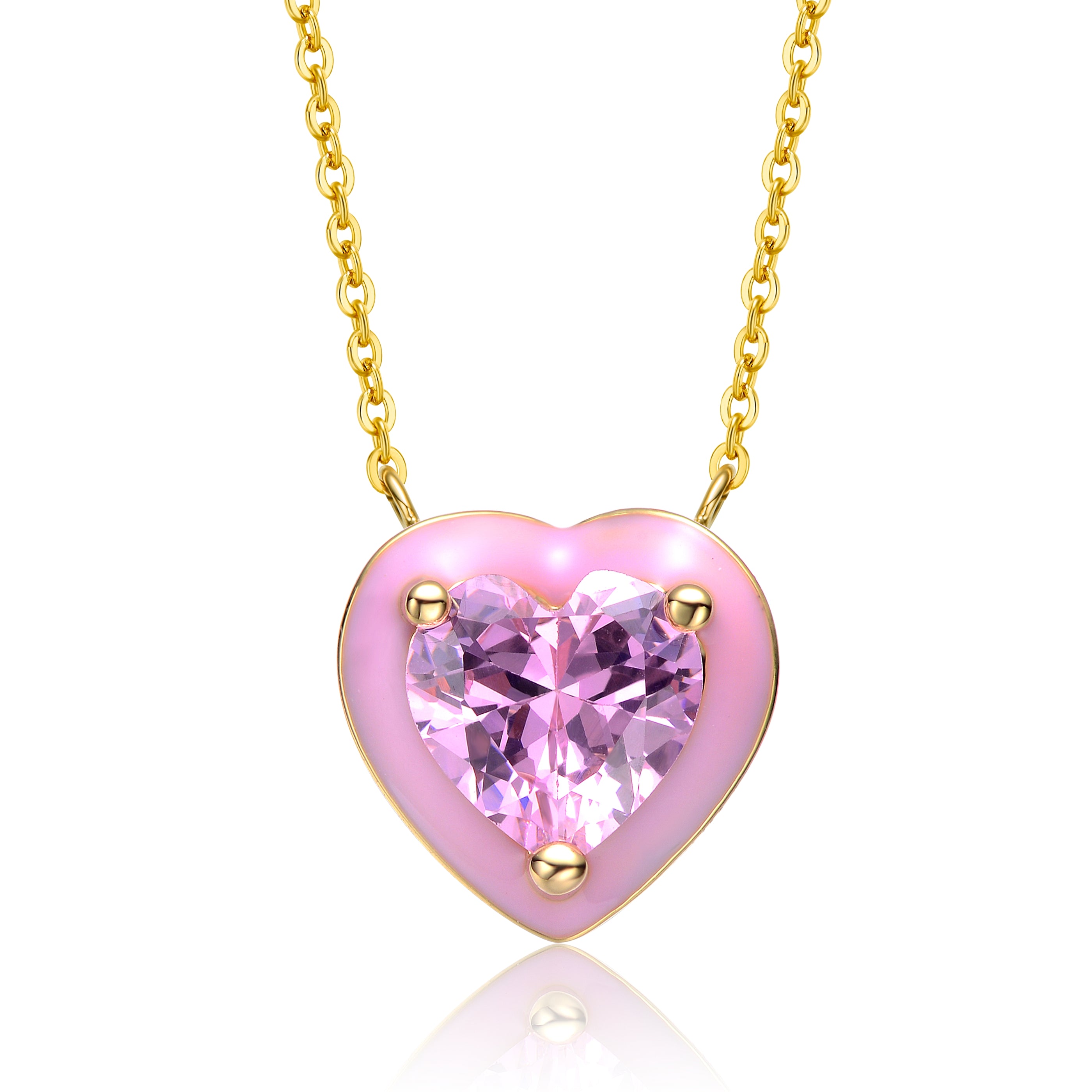 14k Yellow Gold Plated with Pink Morganite Simulated Diamond