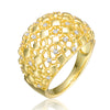 RG 14k Yellow Gold Plated with Cubic Zirconia Dome-Shaped Textured Nugget Ring