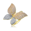 14k Gold Plated with Cubic ZIrconia Large Garden Butterfly Ring