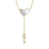 14k Gold Plated Sterling Silver With Diamond Cubic Zirconia & Mother Of Pearl Cupid’s Arrow Heart Y-necklace