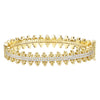 Rg 14k Gold Plated With Diamond Cubic Zirconia Beaded Cluster Link Tennis Bracelet