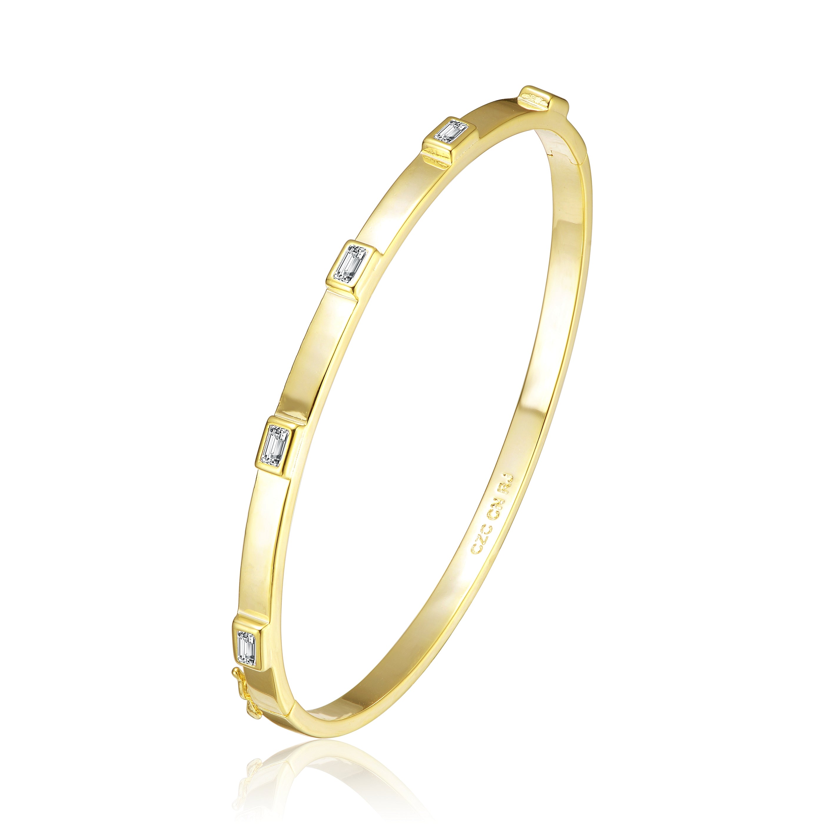 Rg 14k Gold Plated Cubic Zirconia Bangle Bracelet