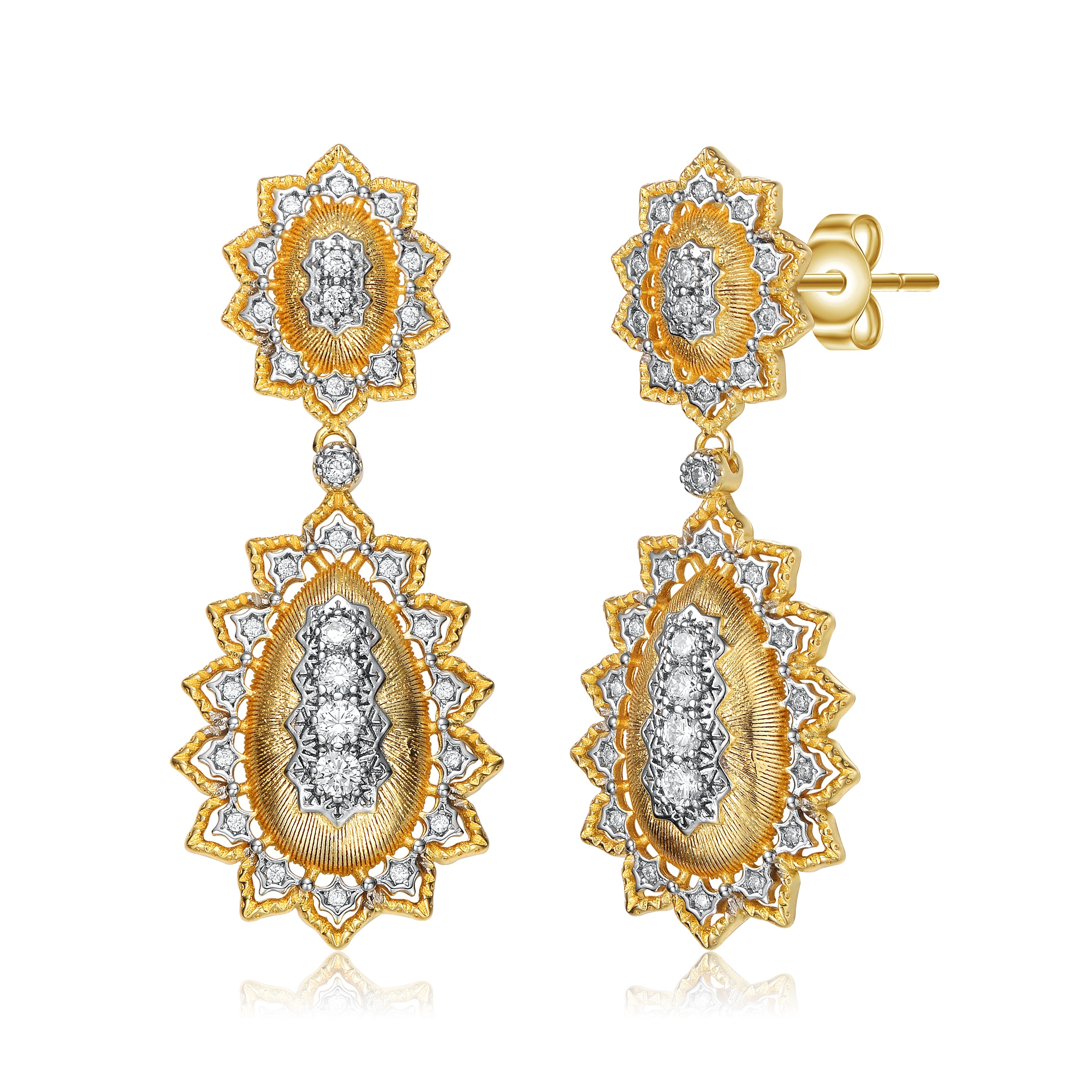 Rg Rhodium And 14k Gold Plated Cubic Zirconia Drop Earrings - Rachel Glauber