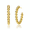 Rg 14k Gold Plated Bead Open Hoop Earrings