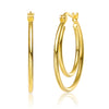 Rg 14k Gold Plated Cubic Zirconia Double Hoop Earrings