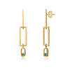 Rg 14k Gold Plated Emerald Cubic Zirconia Drop Earrings