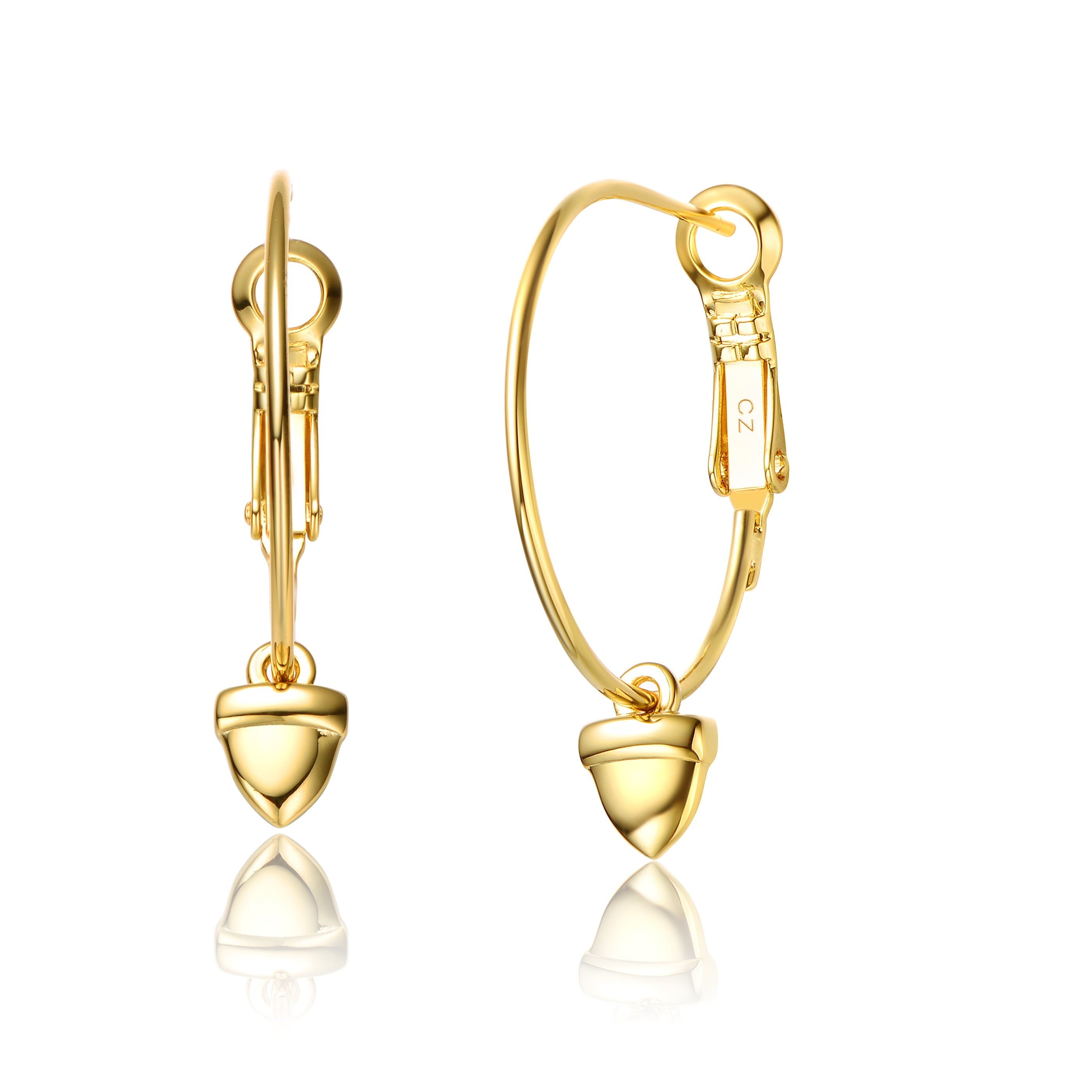 Rg 14k Gold Plated Cubic Zirconia Heart Hoop Earrings