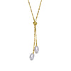 Rg 14k Gold Plated Pearl And Cubic Zirconia Y Neck Necklace