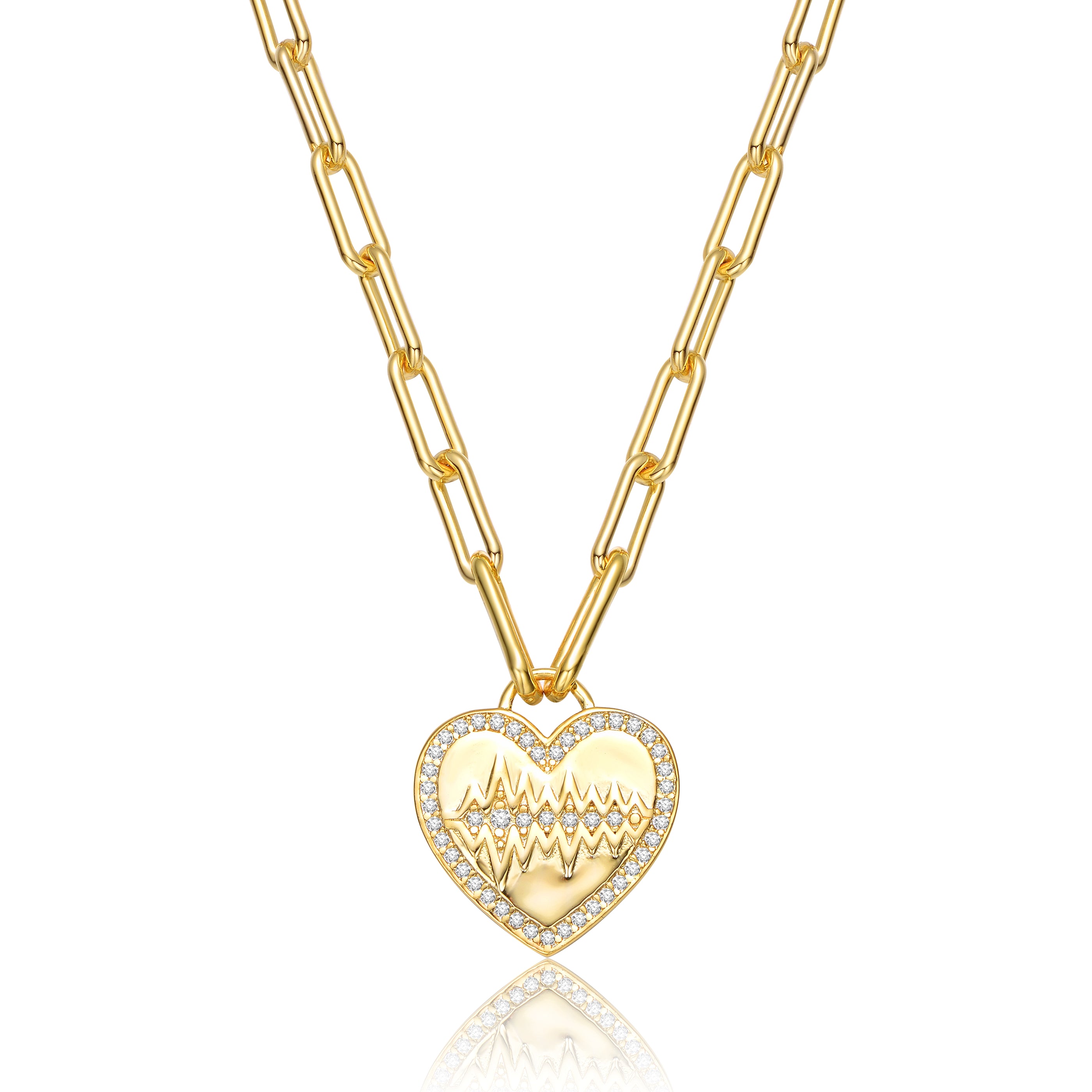 Rg 14k Gold Plated Cubic Zirconia Charm Necklace