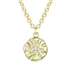 14k Gold Plated Cubic Zirconia Engraved Pendant Necklace