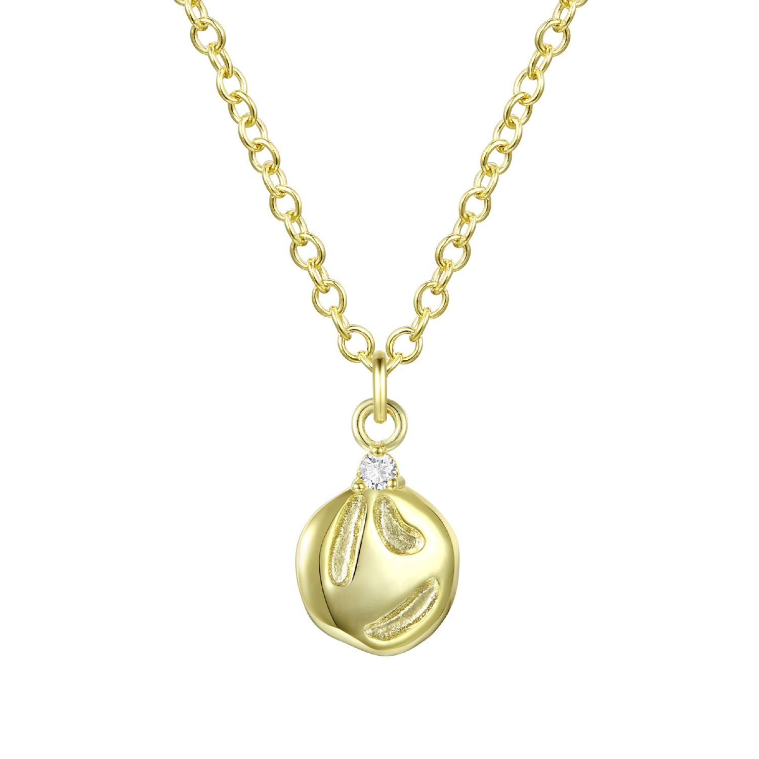 14k Gold Plated Cubic Zirconia Assymetrical Pendant Necklace