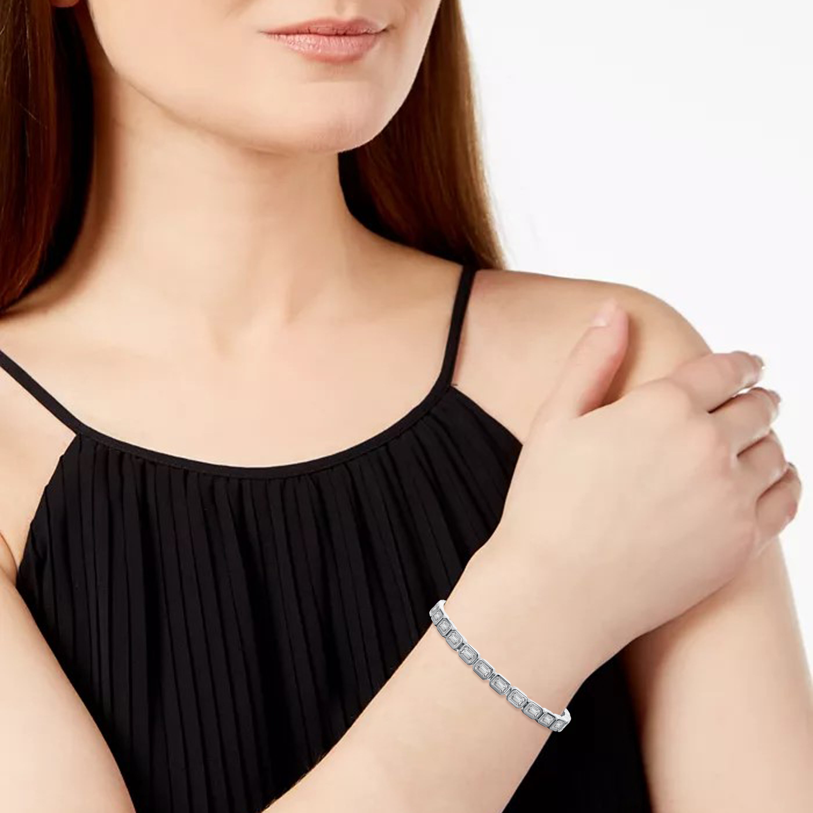 Emerald-Cut Silver Tennis Bracelet – Rachel Glauber