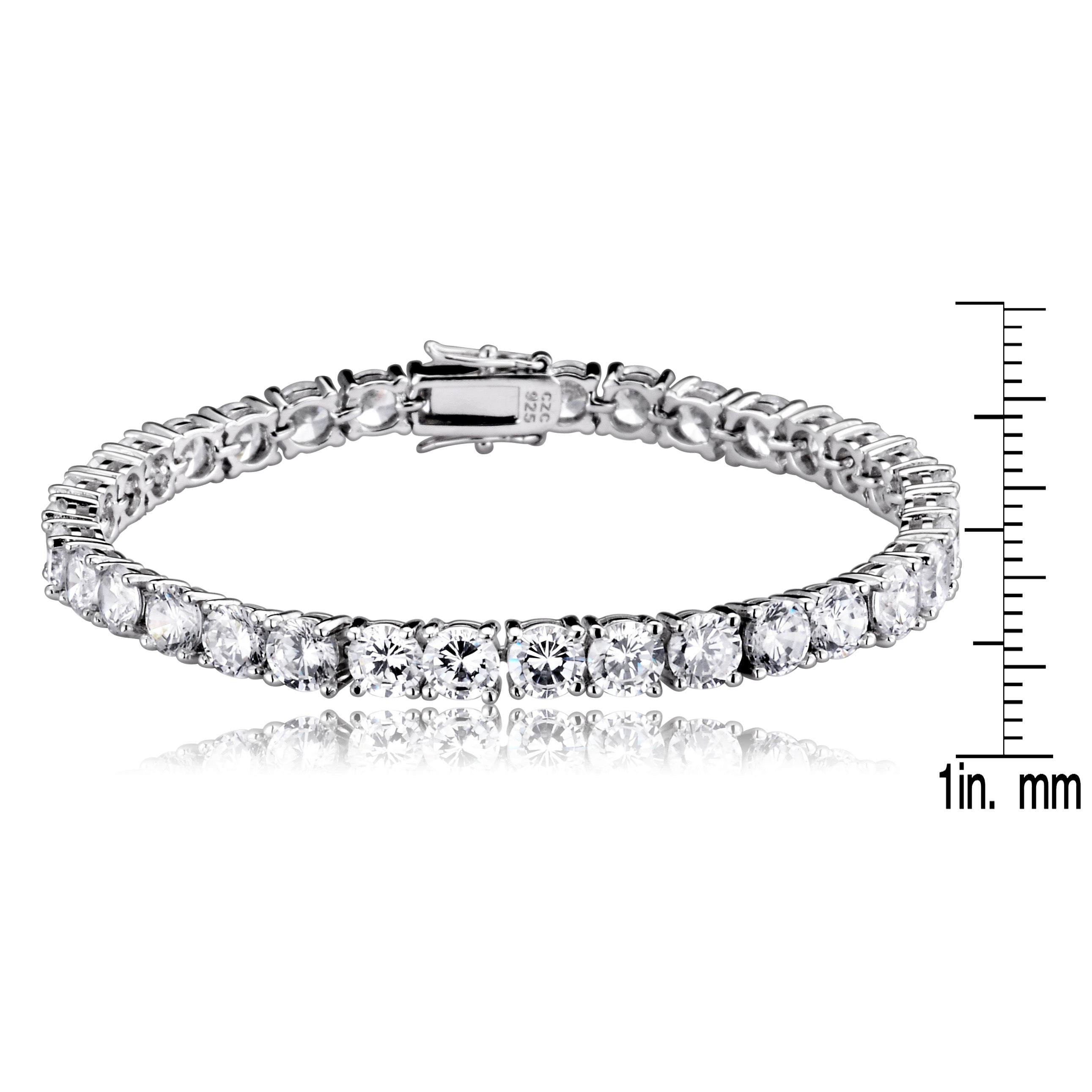 White Gold Plated Cubic Zirconia 4MM Tennis Bracelet – Rachel Glauber
