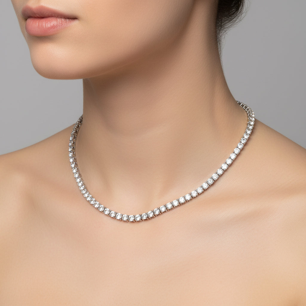 Cubic Zirconia 3MM Tennis Necklace – Rachel Glauber