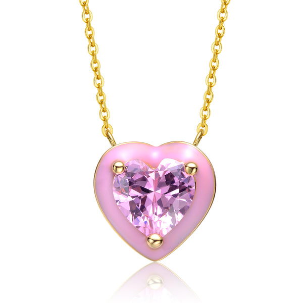 14k Yellow Gold Plated with Pink Morganite Simulated Diamond