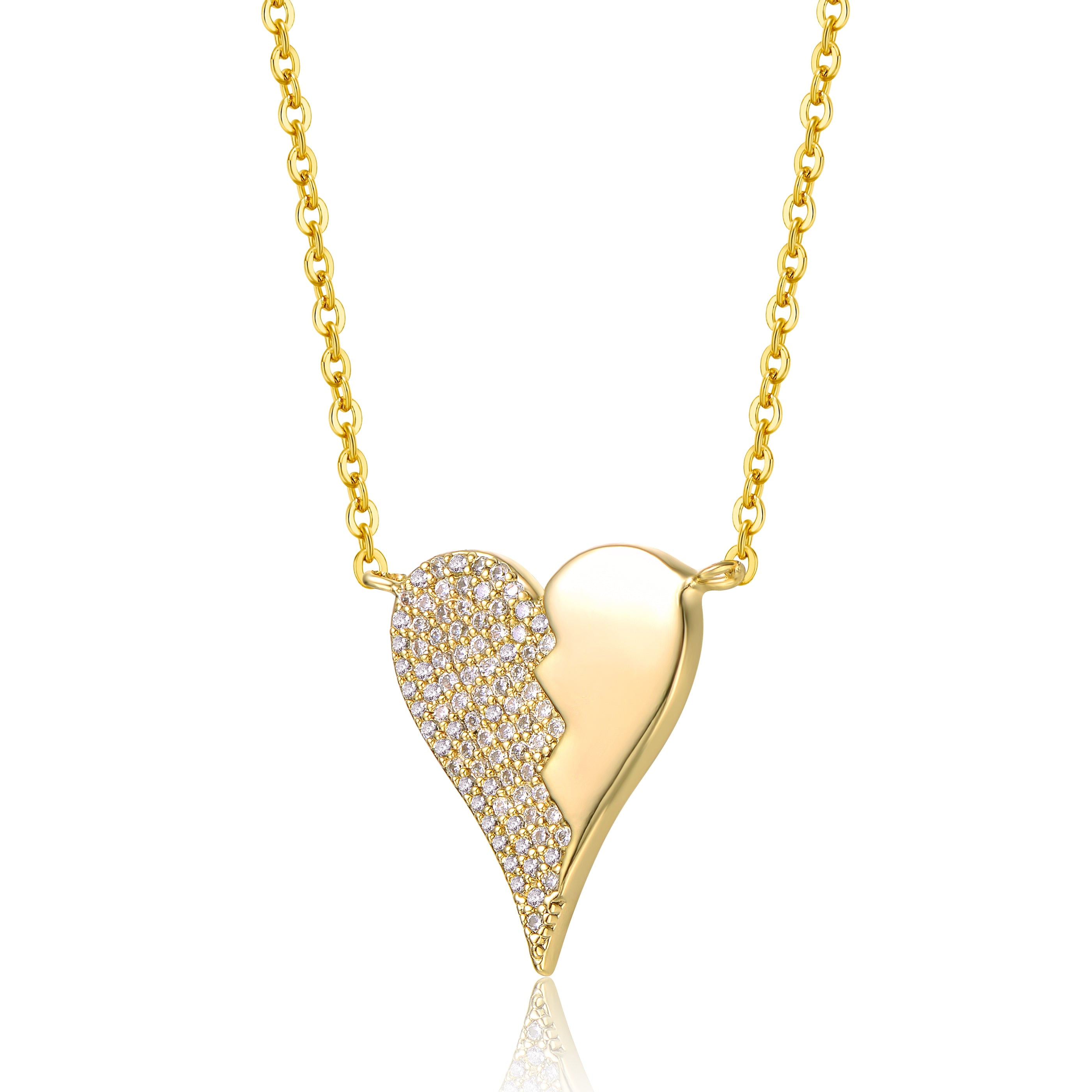 Zig-Zag Half & Half Stolen Heart Clearance Pendant Necklace