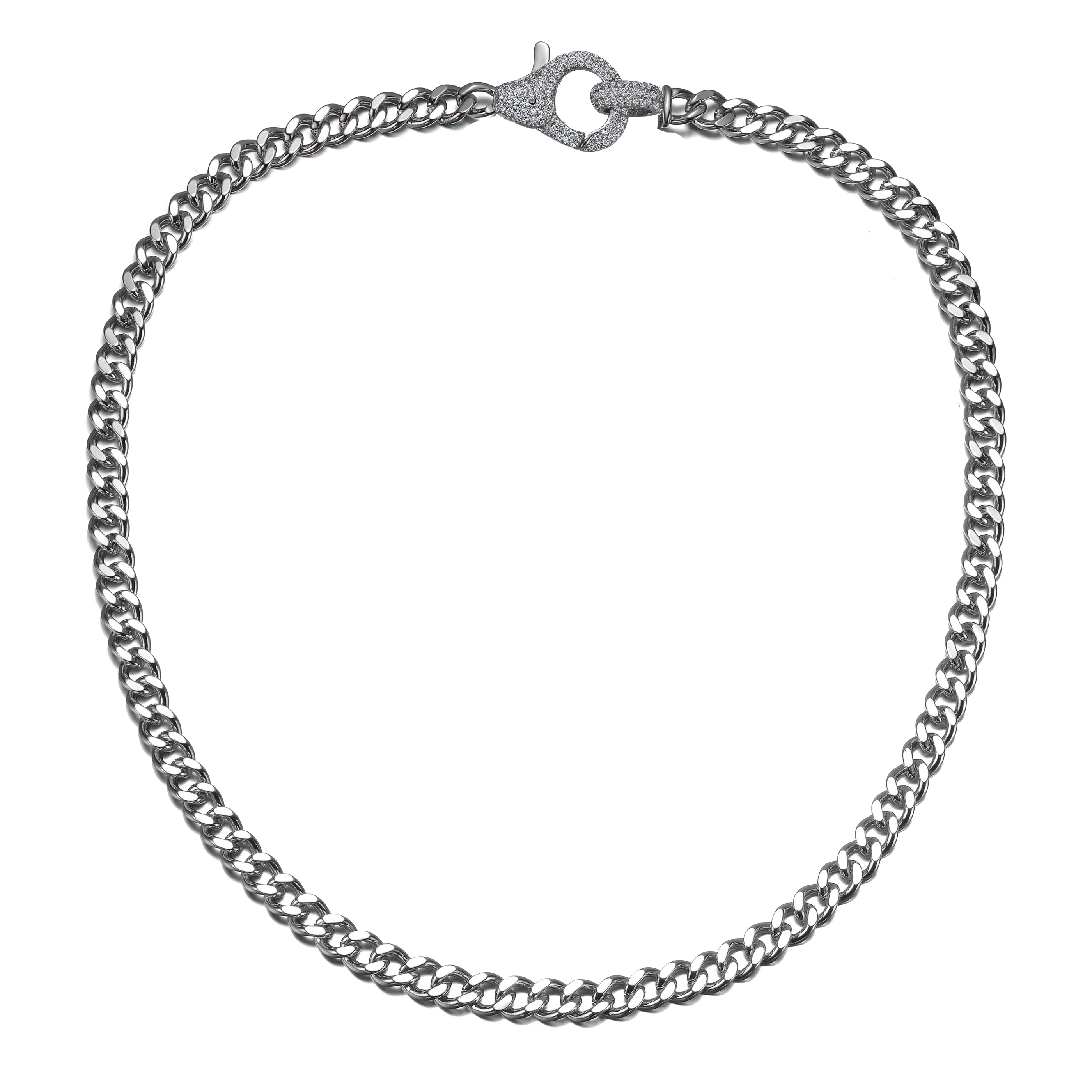 White Gold Plated Curb Link Chain Necklace – Rachel Glauber