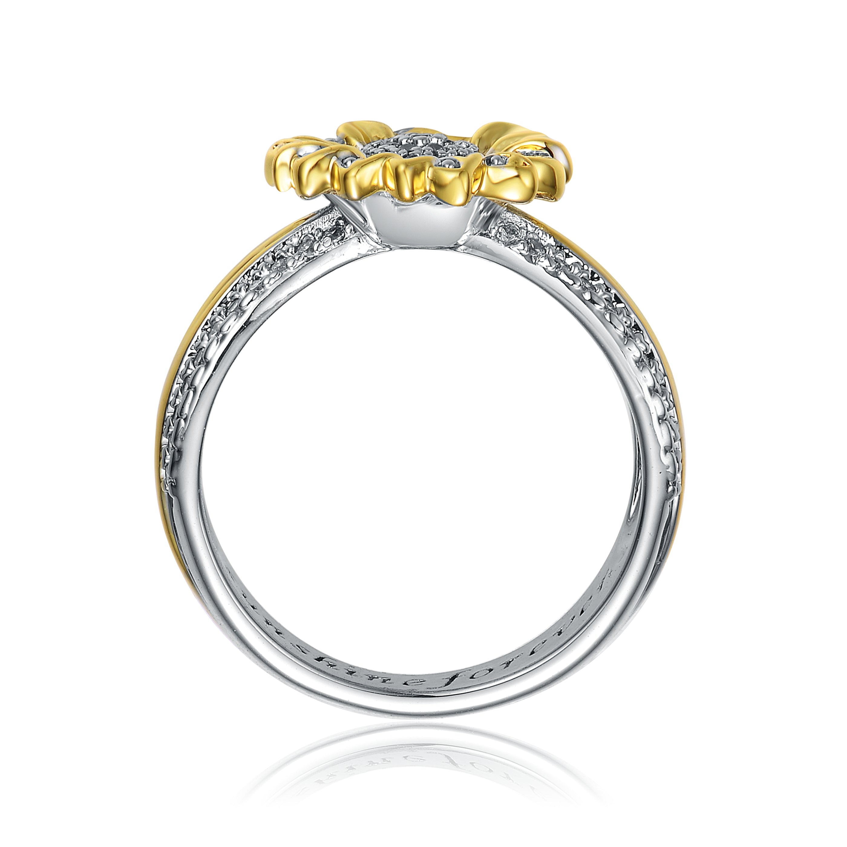 Rg Rhodium And 14k Gold Plated Cubic Zirconia Nature Inspired Ring
