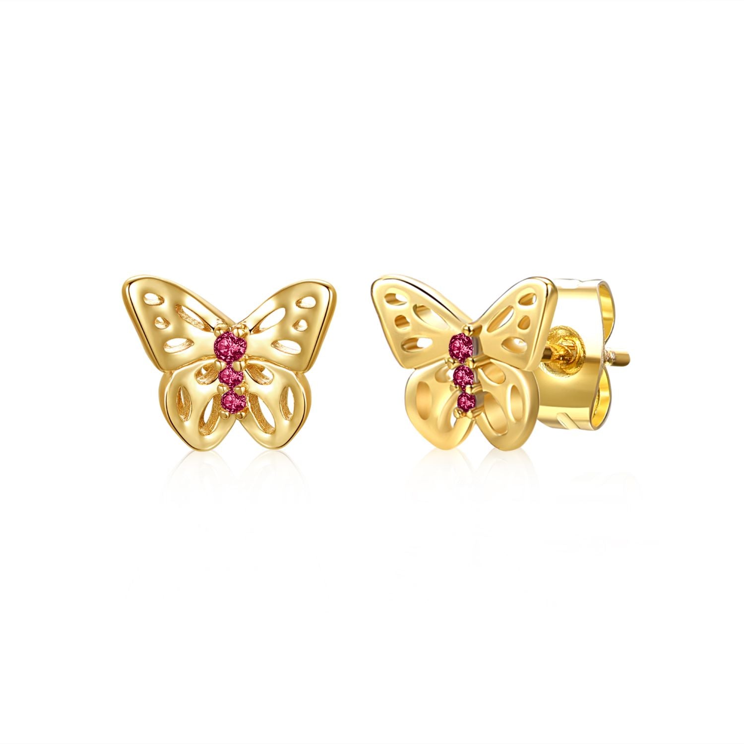 14k Yellow Gold Plated With Ruby Cubic Zirconia 3-stone Filigree Butte –  Rachel Glauber