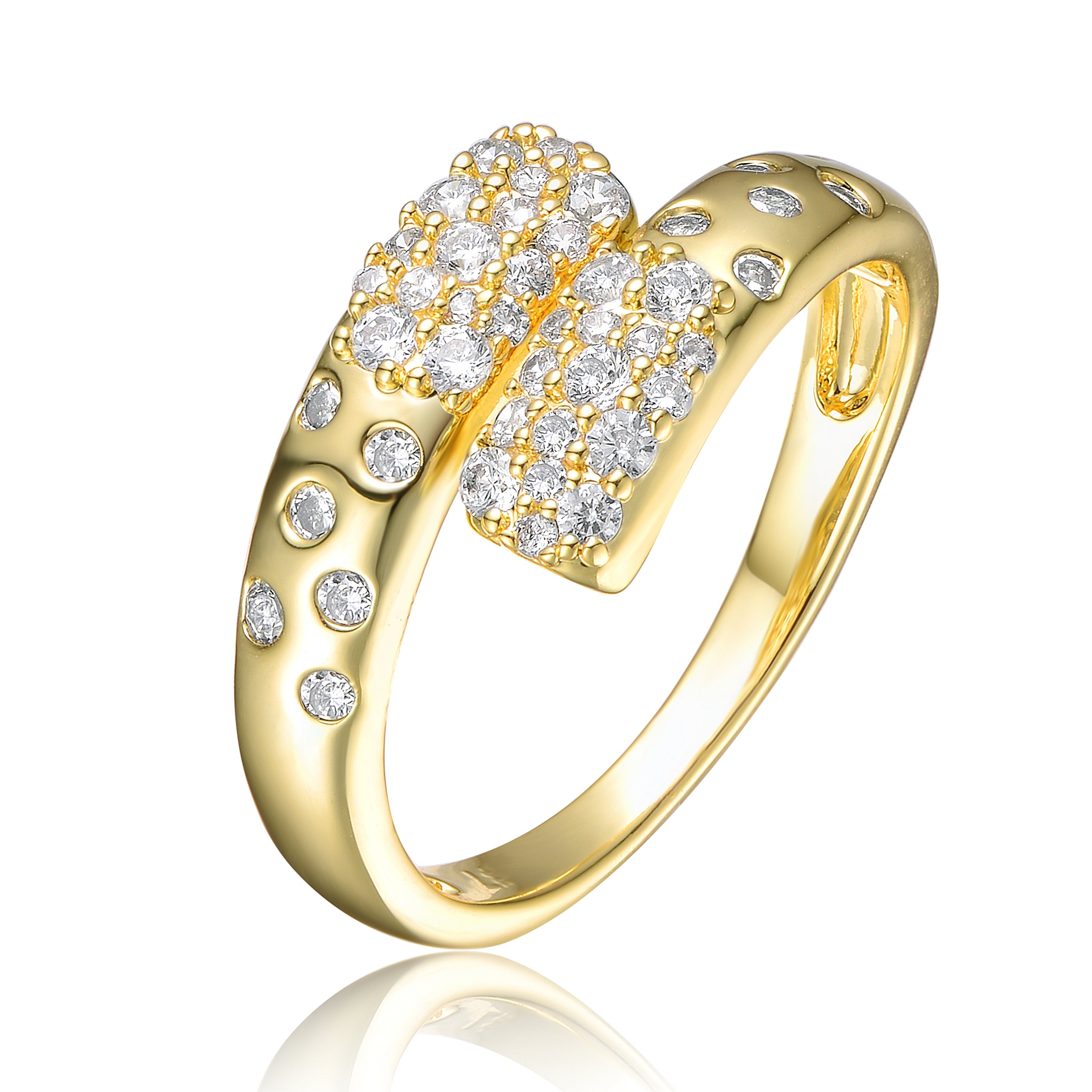 Rg Gold Plated Clear Cubic Zirconia Bypass Ring – Rachel Glauber